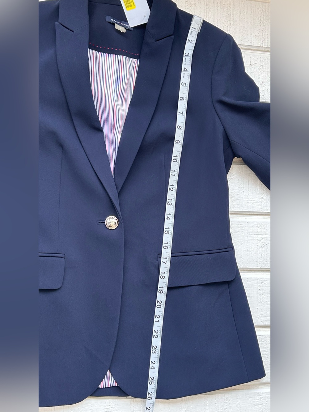 Tommy Hilfiger Women’s Single-Button Navy Blazer Crest Buttons Size 4 - Picture 13 of 14